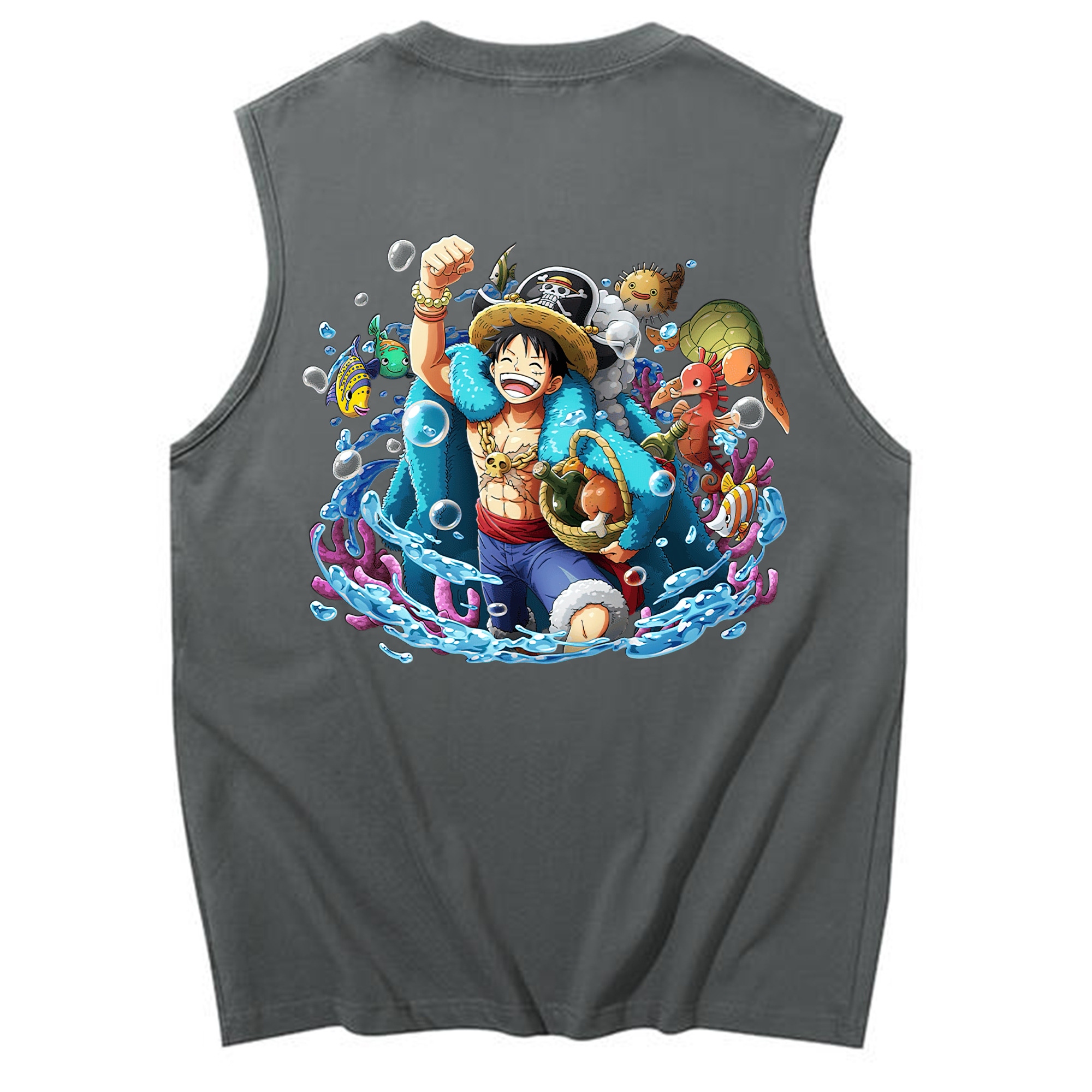 ワンピース モンキー・D・ルフィ ONE PIECE Monkey D. Luffy コットン100％タンクトップ（背面プリント）